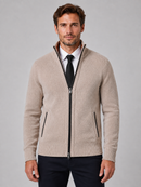 Kacob | Full Zip Knit Cardigan – Funnel Neck Textured Jumper