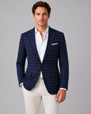 Kacob | Men's Light Blue Windowpane Check Blazer – Tailored Wedding & Races Jacket