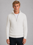 Kacob | Textured Quarter Zip Jumper – Funnel Neck Knit Sweater