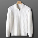 Kacob | Ribbed Knit Half Zip Polo Sweater – Quarter Zip Jumper