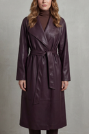 Kacob | Belted Faux Leather Trench Coat