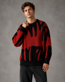 Kacob | Men's Abstract Drop Shoulder Relaxed Knit Jumper