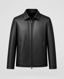 Kacob | Men's Faux Leather Collared Zip Jacket