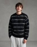 Kacob | Men's Fuzzy Striped Boxy Relaxed Knit Jumper