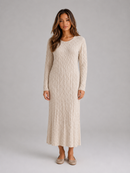 Kacob | Women's Cable Knit Long Sleeve Maxi Jumper Dress