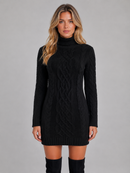 Kacob | Women's Cable Knit Roll Neck Jumper Dress