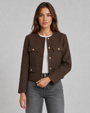 Kacob | Women's Collarless Gold Button Jacket