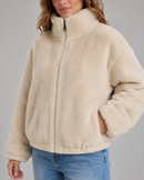 Kacob | Women's Cropped Teddy Zip Jacket