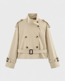 Kacob | Women's Double-Breasted Cropped Trench Jacket