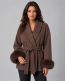 Kacob | Women's Faux Fur Cuff Wrap Coat