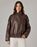 Kacob | Women's High Collar Faux Leather Jacket