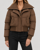 Kacob | Women's Knit Collar Cropped Puffer Jacket