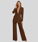 Kacob | Women's Tailored Blazer & Wide Leg Trouser Suit Set