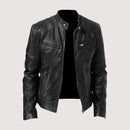 Kacob | Men's Faux Leather Biker Jacket – Zip-Up Collared Moto Jacket