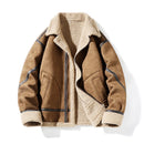 Kacob | Men's Shearling Aviator Jacket – Suede-Finish Contrast Trim Jacket