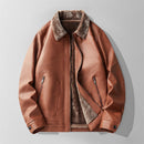 Kacob | Men's Shearling Lined Bomber Jacket – Smooth Finish Zip-Up Winter Bomber