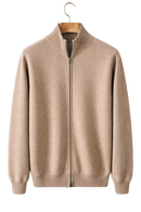 Kacob | Men's Wool-Blend Zip-Up Knitted Jacket – Stand Collar Full Zip Cardigan