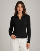 Kacob | Women's Cable Knit Polo Collar Jumper
