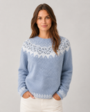 Kacob | Women's Fair Isle Crew Neck Jumper – Snowflake Yoke