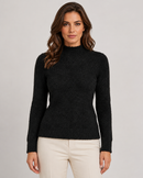 Kacob | Women's Fluffy Knit Mock Neck Jumper – Fitted