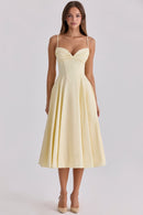 Kacob | Women's Gathered Bust Midi Dress – Adjustable Straps