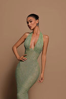 Kacob | Women's Halter Neck Open Back Maxi Dress
