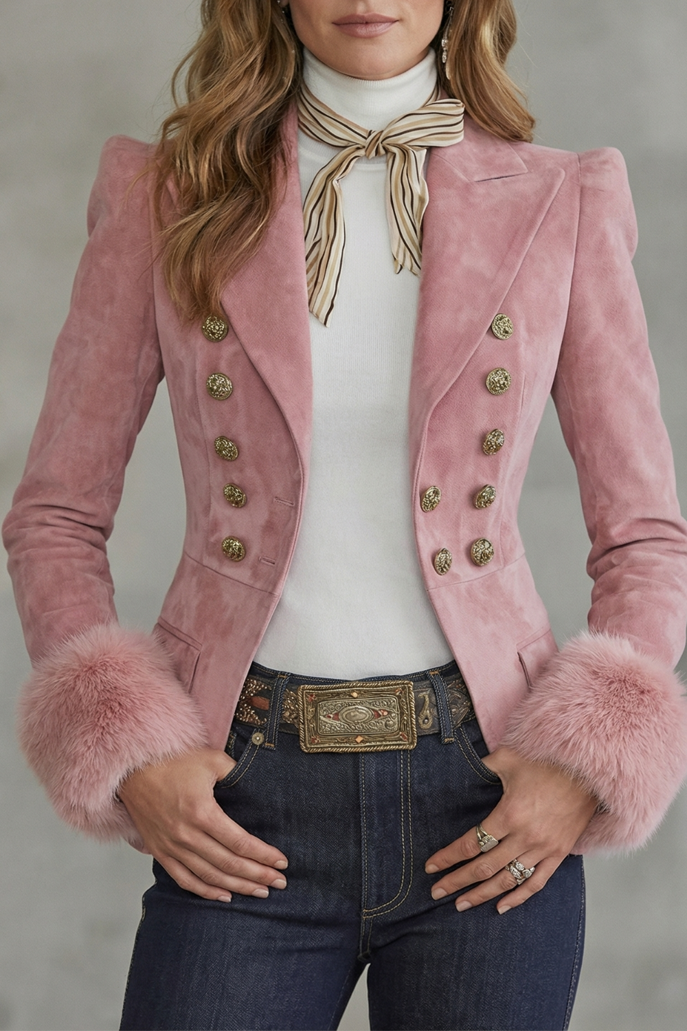 Kacob | Faux Fur Cuff Suede Blazer