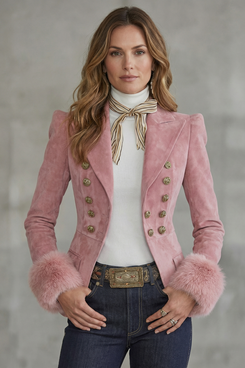 Kacob | Faux Fur Cuff Suede Blazer