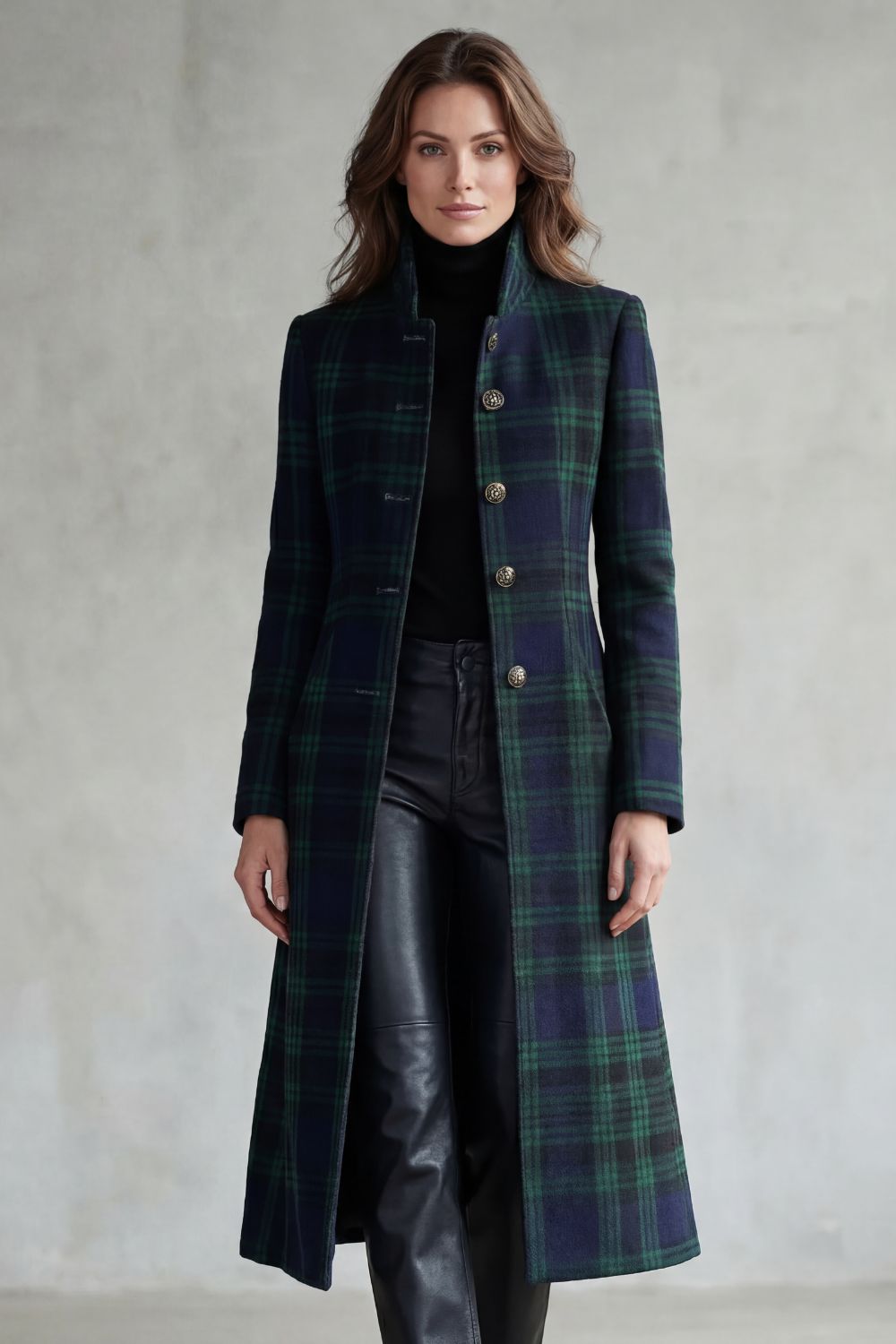 Kacob | Tartan Longline Wool Coat