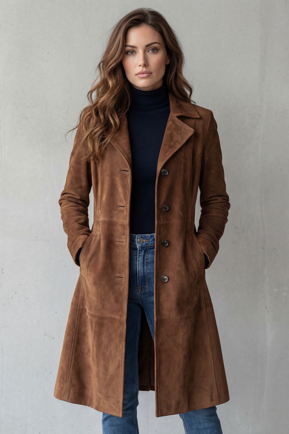 Kacob | Suede Effect Longline Coat