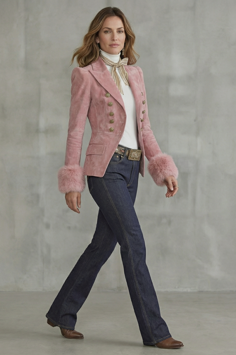 Kacob | Faux Fur Cuff Suede Blazer