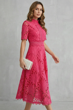 Kacob | Cutwork Lace High Neck Midi Dress