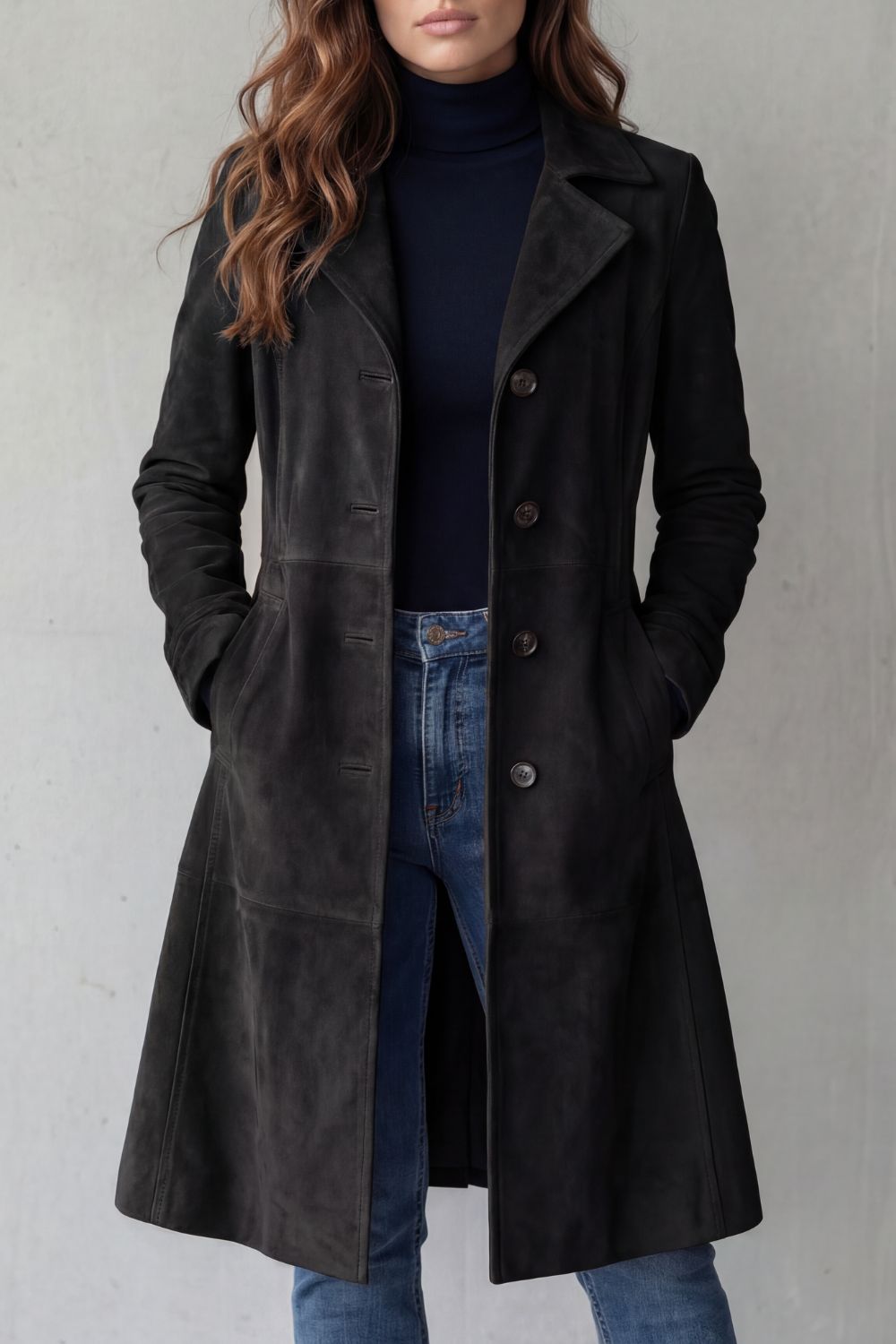 Kacob | Suede Effect Longline Coat