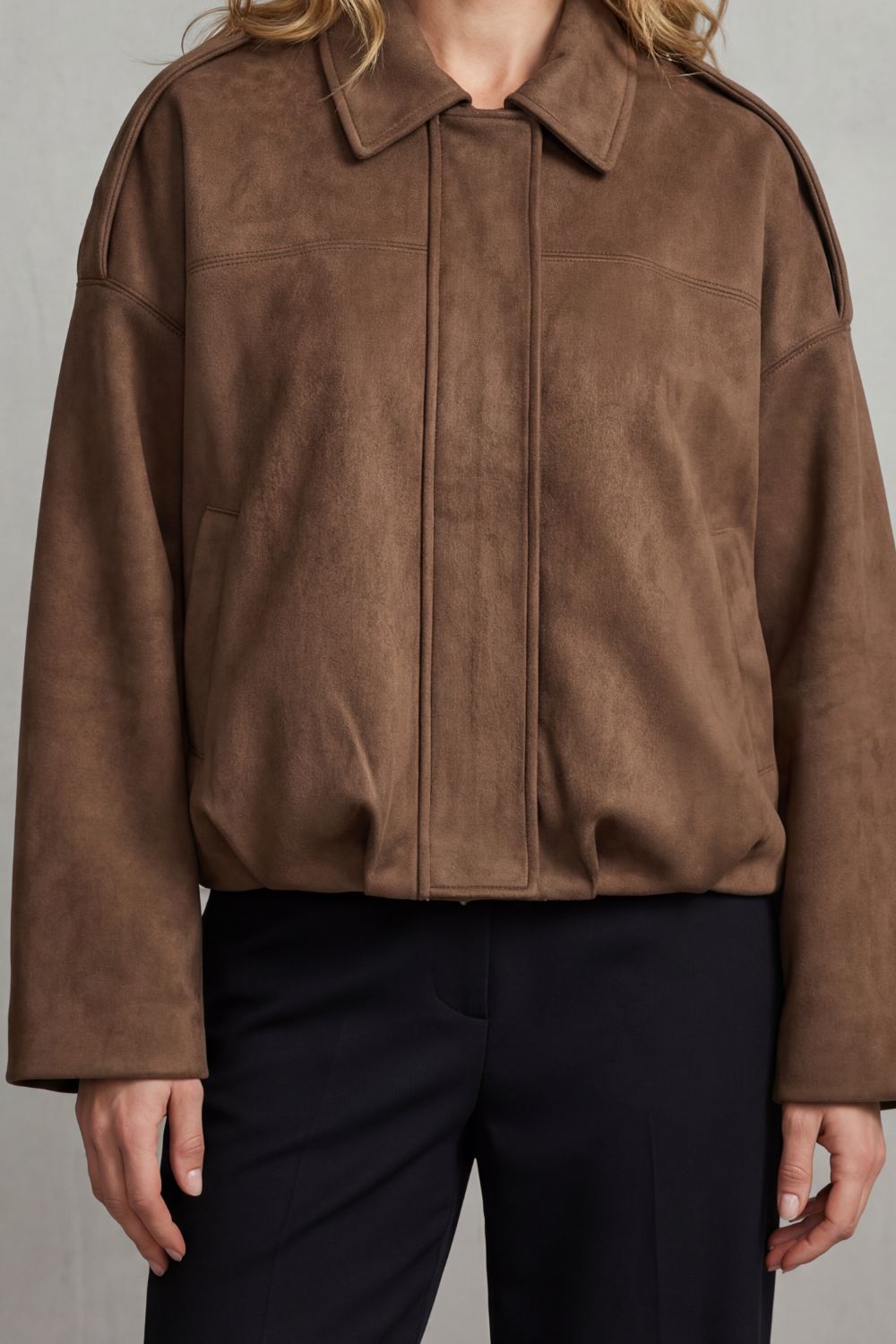 Kacob | Sculpted Volume Suede Bomber Jacket