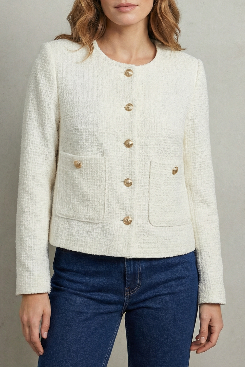 Kacob | Collarless Tweed Jacket