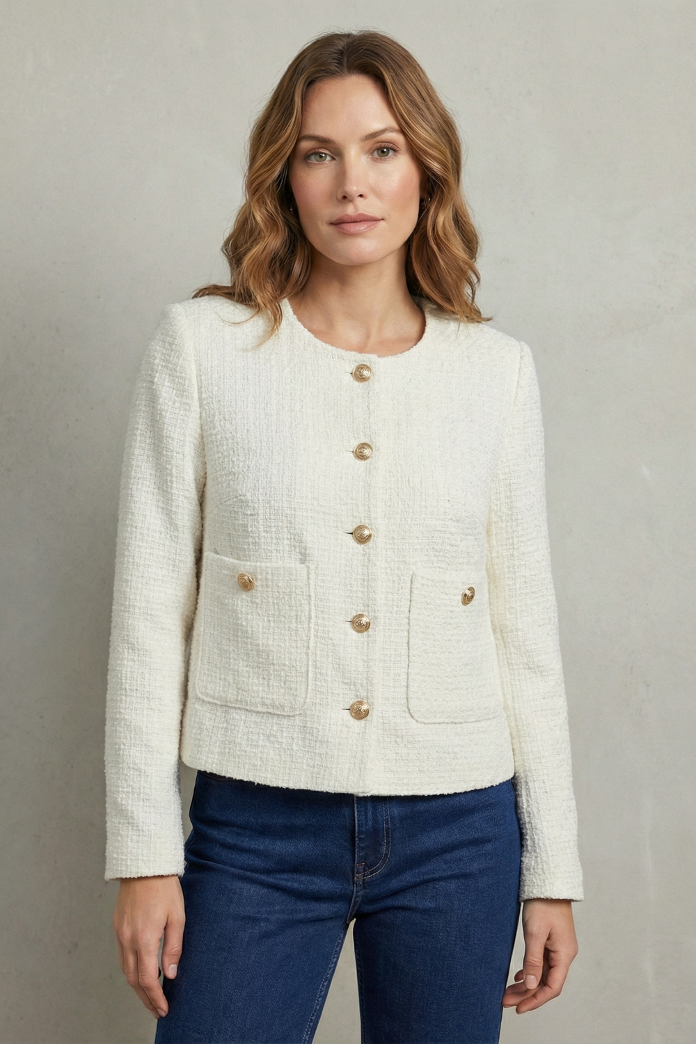 Kacob | Collarless Tweed Jacket