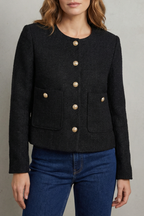 Kacob | Collarless Tweed Jacket