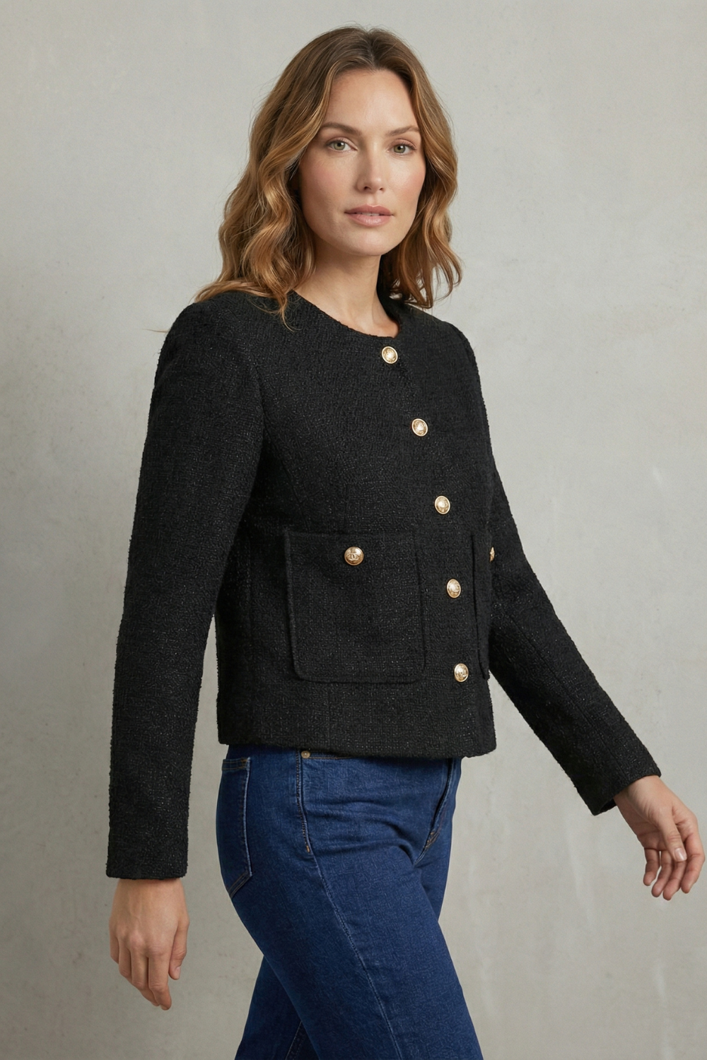 Kacob | Collarless Tweed Jacket