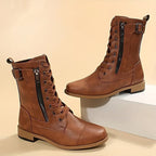 Kacob | Buckle Lace-Up Combat Boots