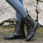 Kacob | Buckle Lace-Up Combat Boots