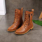 Kacob | Buckle Lace-Up Combat Boots