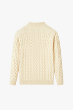Kacob | Cable Knit Quarter Zip Jumper – Oatmeal Funnel Neck Sweater