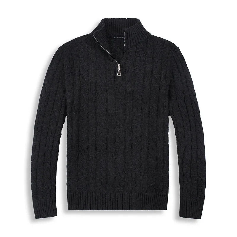 Kacob | Cable Knit Quarter Zip Jumper – Funnel Neck Sweater