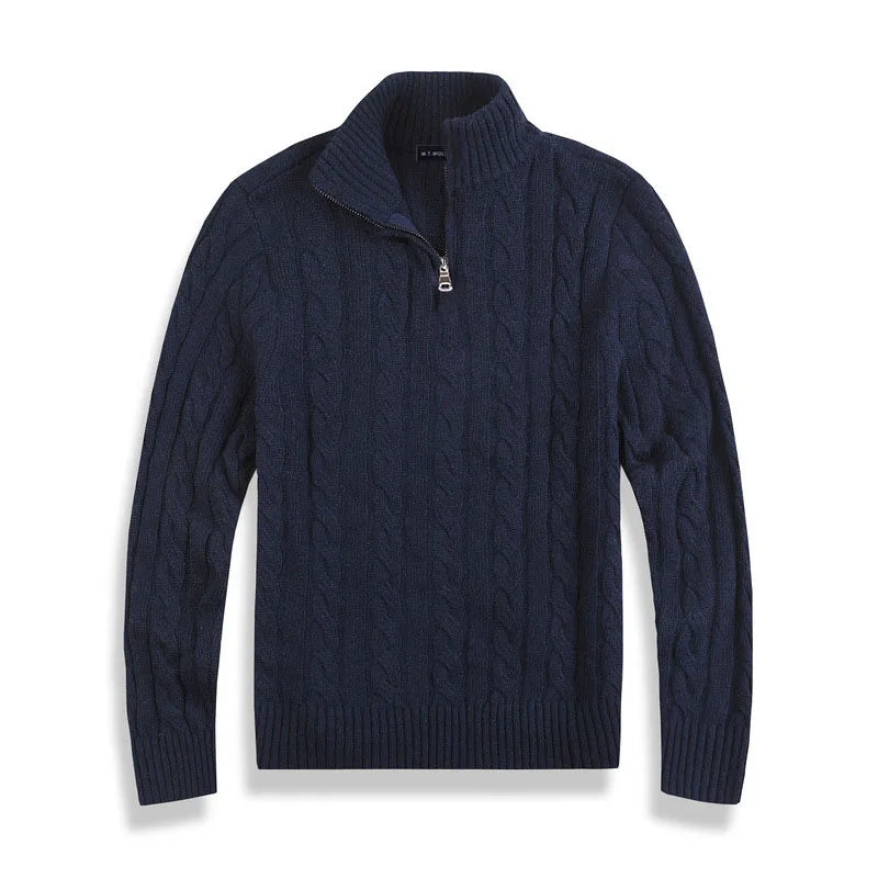 Kacob | Cable Knit Quarter Zip Jumper – Funnel Neck Sweater