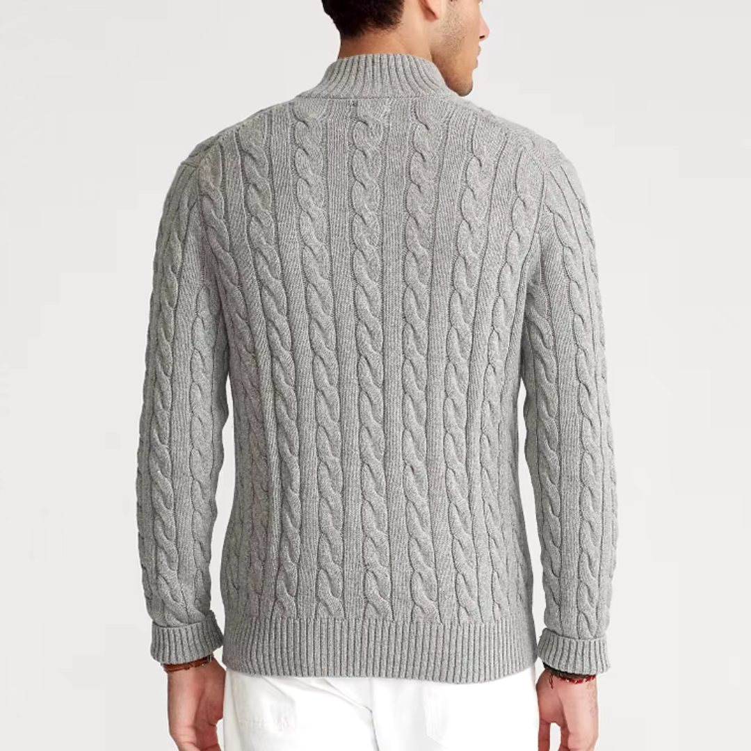 Kacob | Cable Knit Quarter Zip Jumper – Funnel Neck Sweater