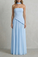 Kacob | Strapless Satin Maxi Dress | Wedding Guest Dress