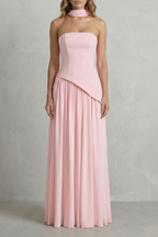 Kacob | Strapless Satin Maxi Dress | Wedding Guest Dress
