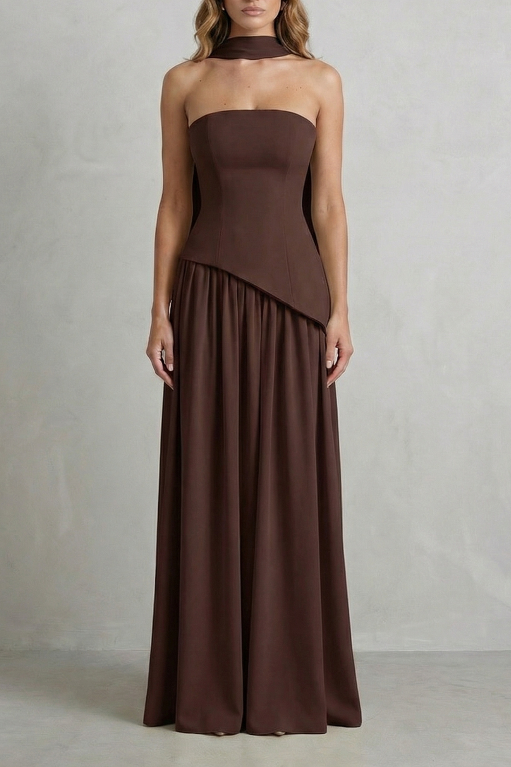 Kacob | Strapless Satin Maxi Dress | Wedding Guest Dress