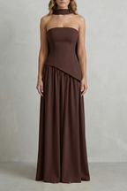 Kacob | Strapless Satin Maxi Dress | Wedding Guest Dress