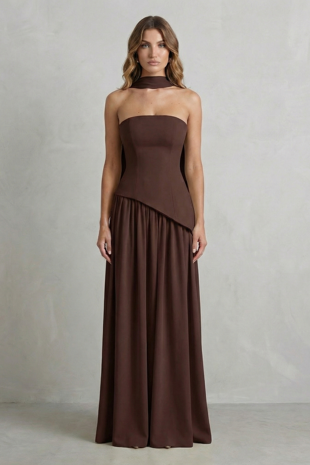 Kacob | Strapless Satin Maxi Dress | Wedding Guest Dress